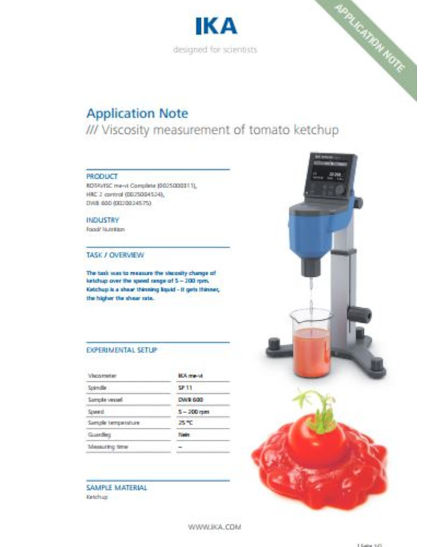 IKA Food Viscosity measurement of tomato ketchup